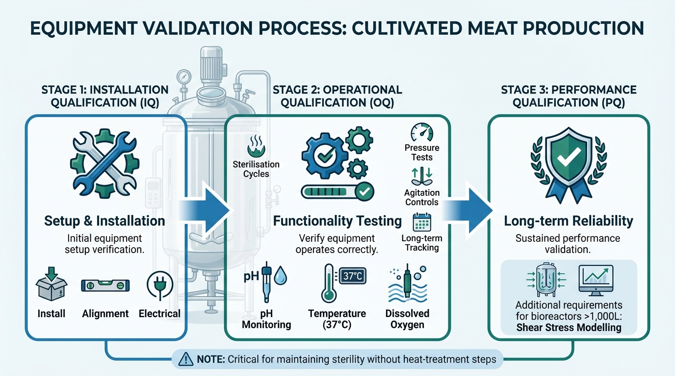 Three-Stage Equipment Validation Process for Cultivated Meat Production