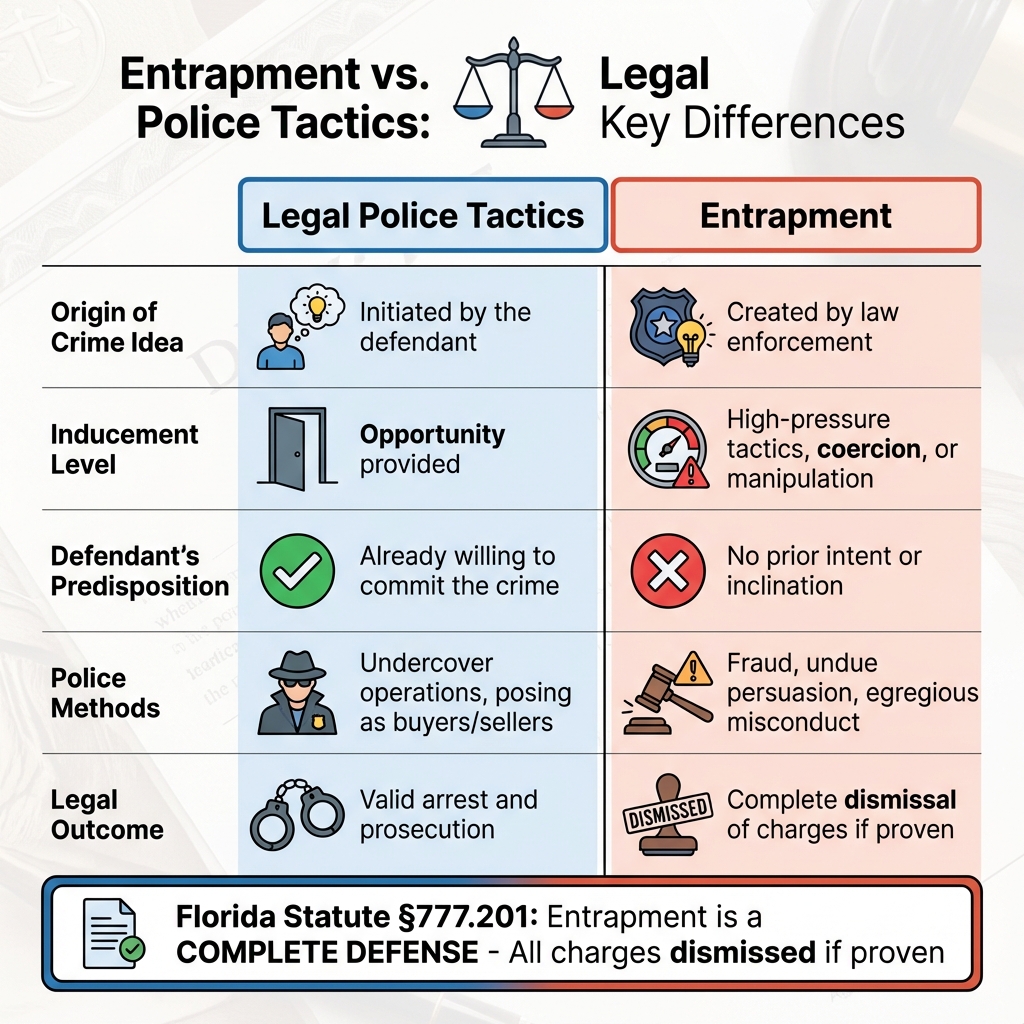 Entrapment vs Legal Police Tactics Comparison Chart
