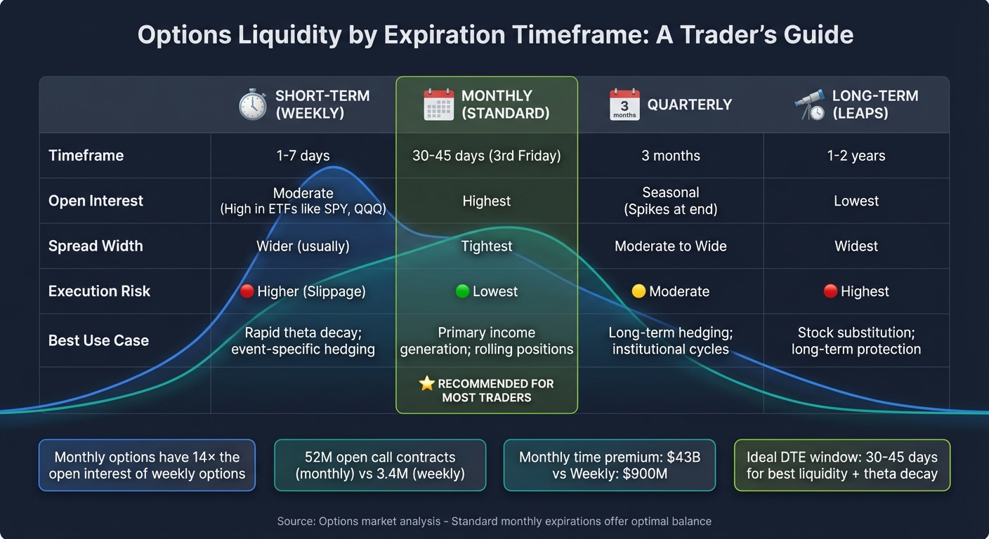 Covered Call Options Liquidity Comparison by Expiration Timeframe