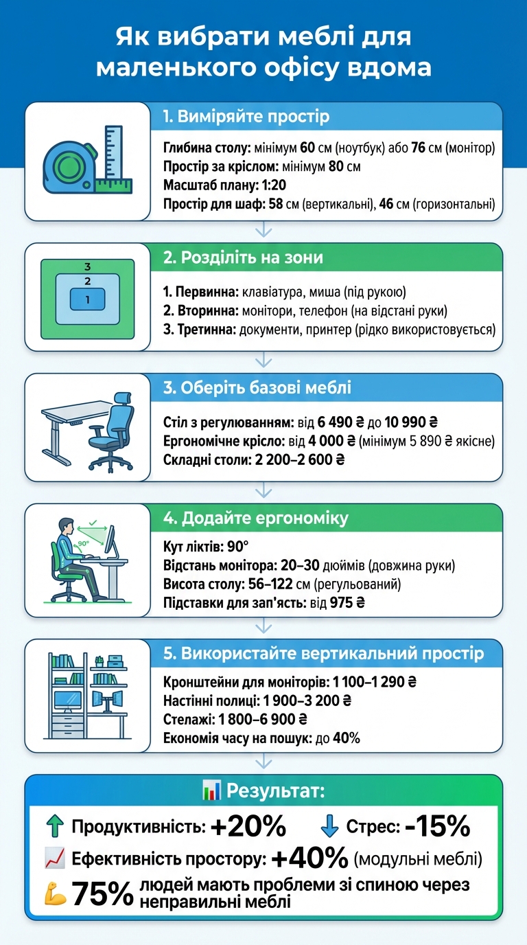 5 кроків вибору меблів для маленького домашнього офісу