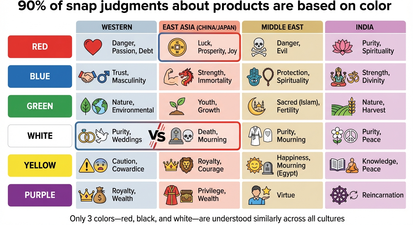 Color Meanings Across Cultures: Western, East Asian, Middle Eastern, and Indian Interpretations