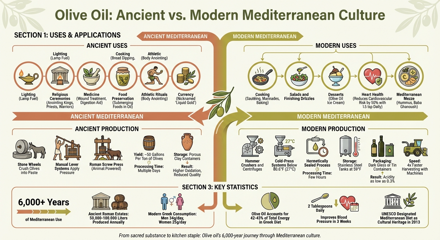 Ancient vs Modern Olive Oil Production and Uses Comparison