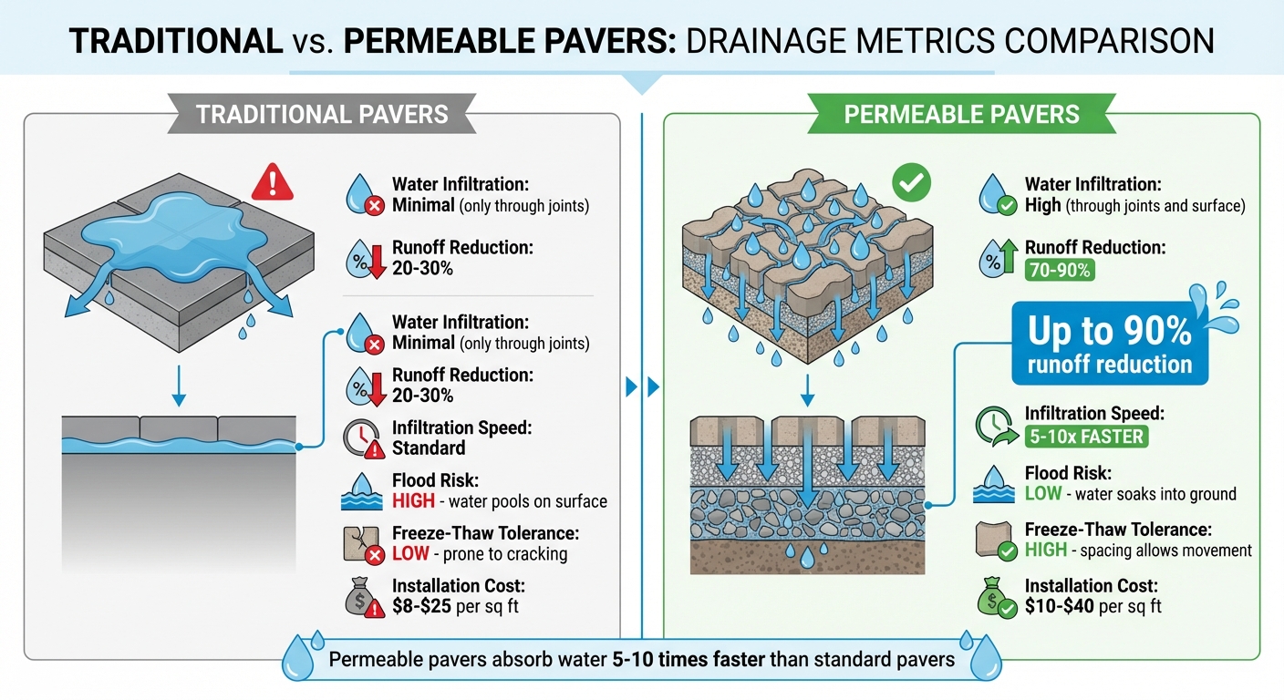 Permeable Pavers vs Traditional Paving: Drainage Performance Comparison