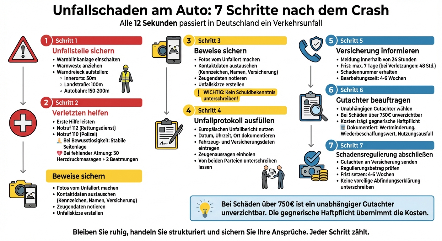 7 Schritte nach einem Autounfall: Checkliste für die richtige Reaktion