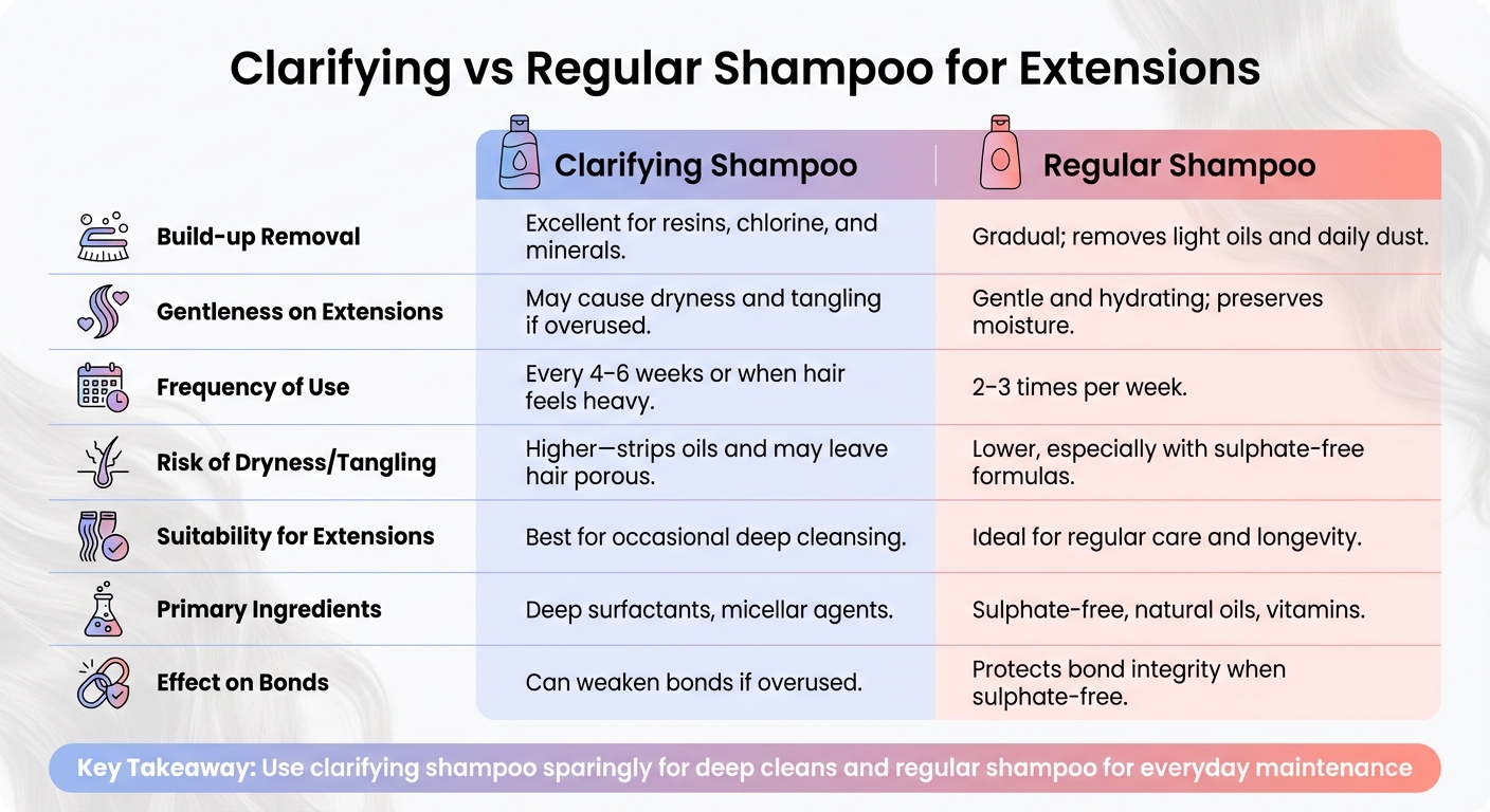 Clarifying vs Regular Shampoo for Hair Extensions Comparison Chart
