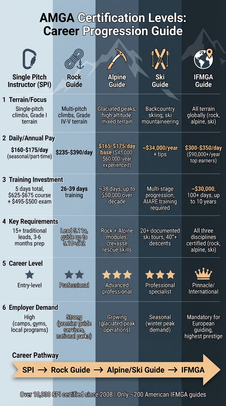 AMGA Mountain Guide Certification Levels: Responsibilities, Pay, and Career Path Comparison
