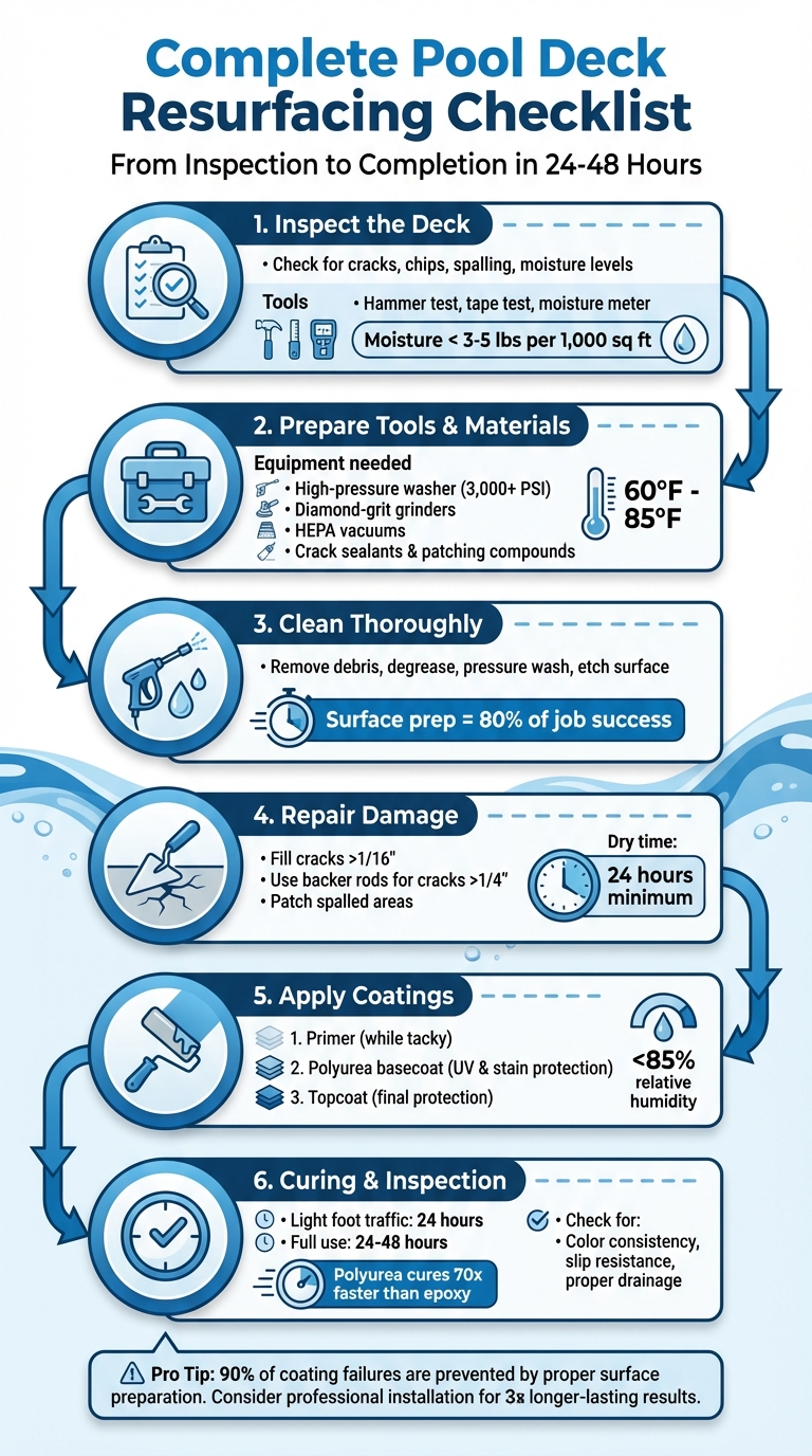 6-Step Pool Deck Resurfacing Process with Timeline