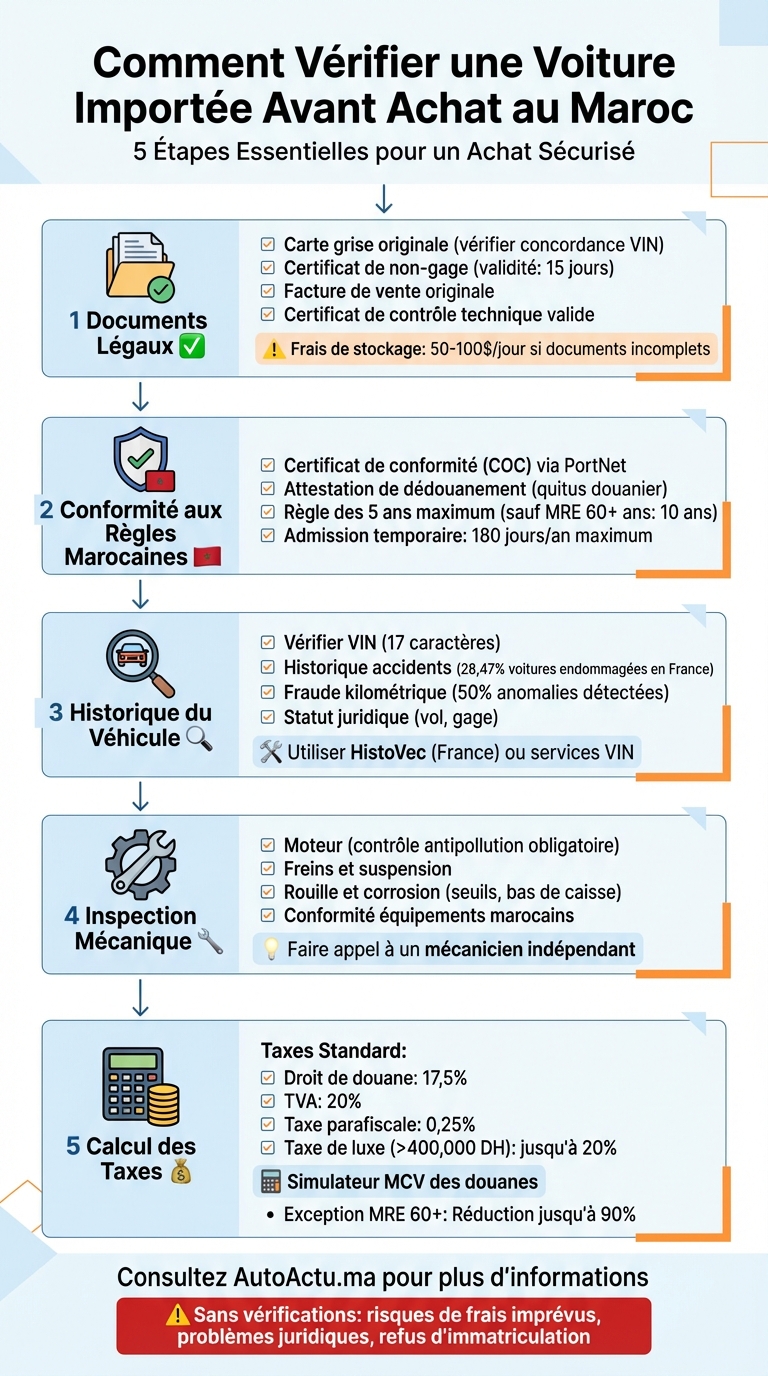 5 étapes essentielles pour vérifier une voiture importée au Maroc