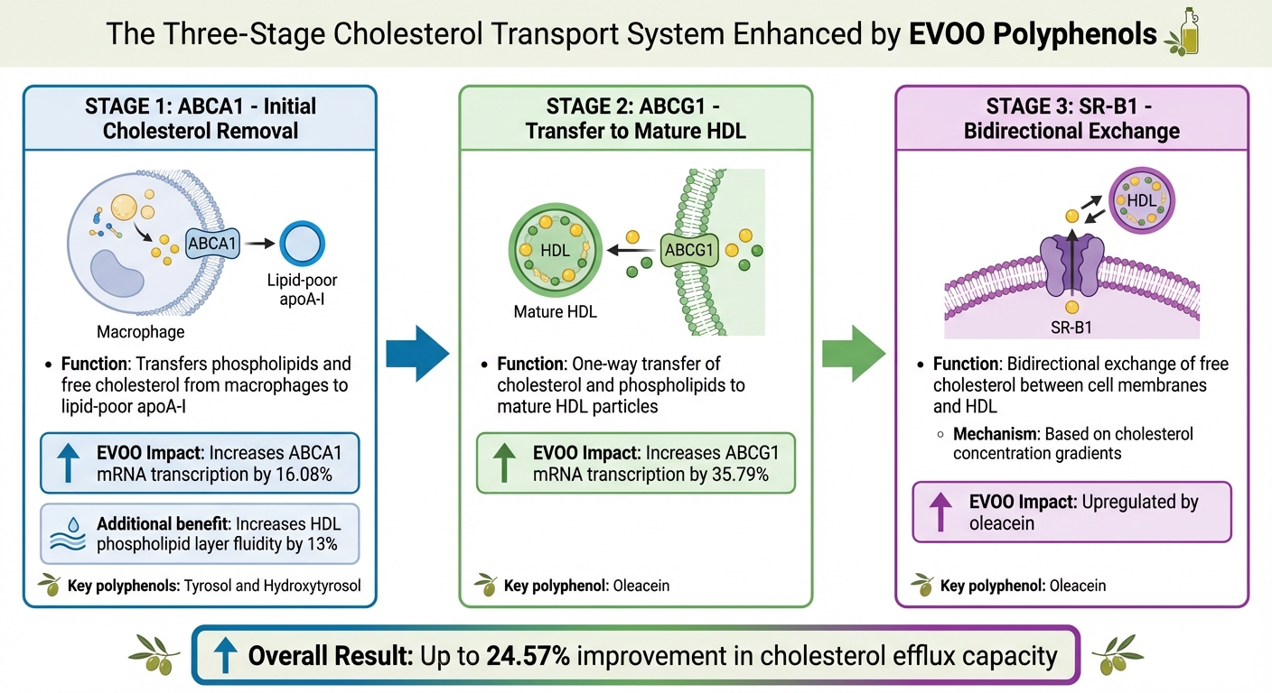 How EVOO Polyphenols Enhance Cholesterol Removal Through Three Key Transport Proteins