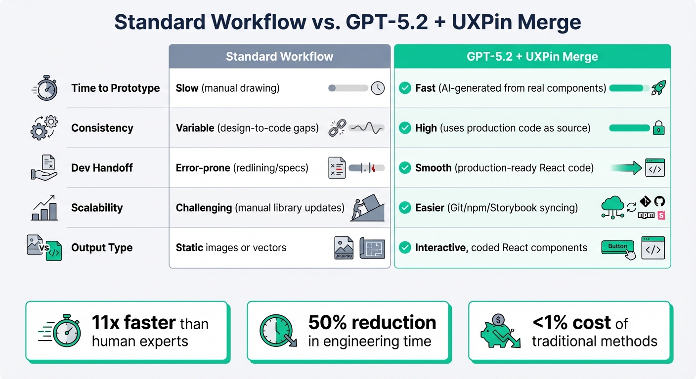 Standard Workflow vs GPT-5.2 + UXPin Merge Comparison