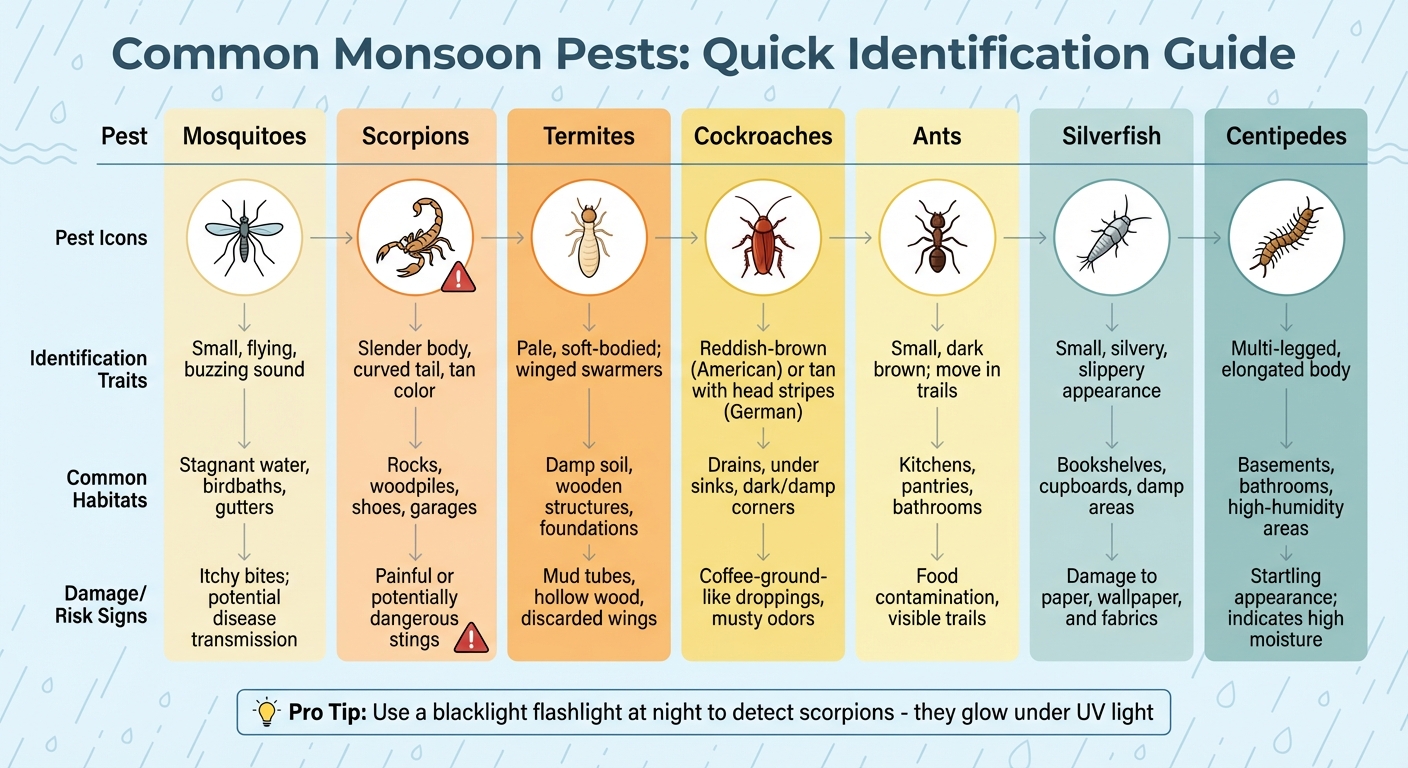 Common Monsoon Pests Identification Guide: Key Traits and Warning Signs