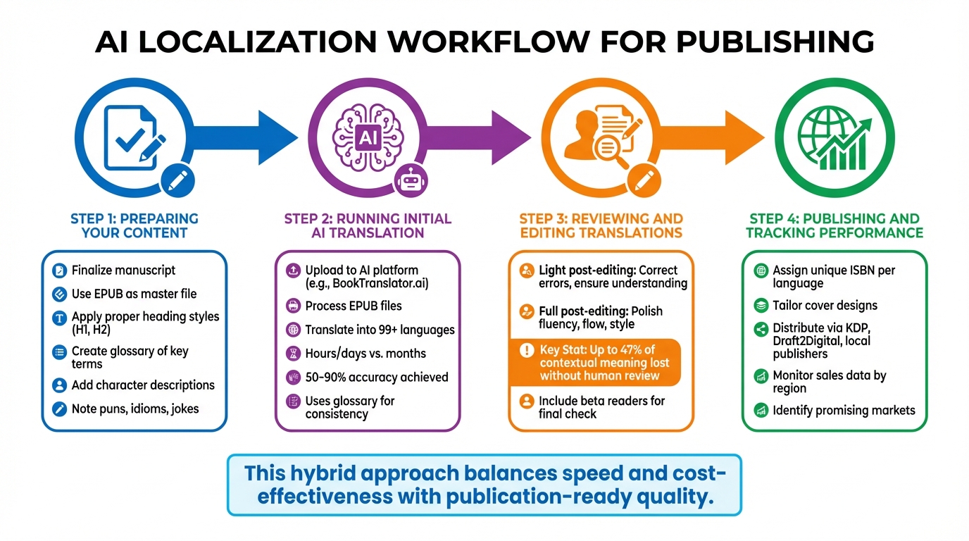 Flux de travail de localisation IA en 4 étapes pour l'édition mondiale