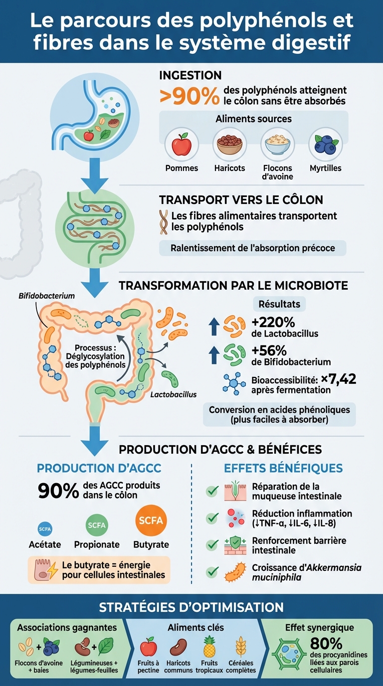 Comment les fibres et polyphénols interagissent dans l'intestin pour améliorer la digestion
