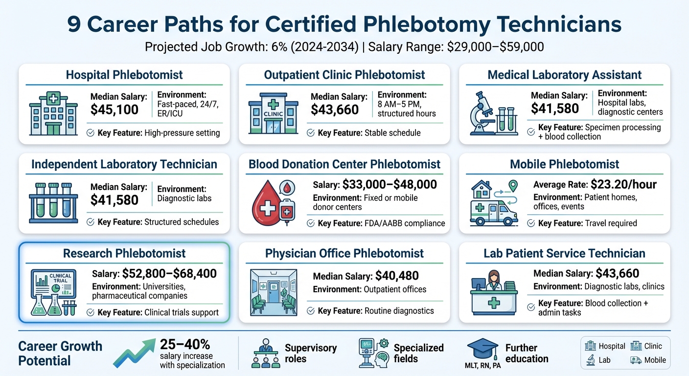 9 Phlebotomy Technician Career Paths: Salaries and Work Settings Comparison