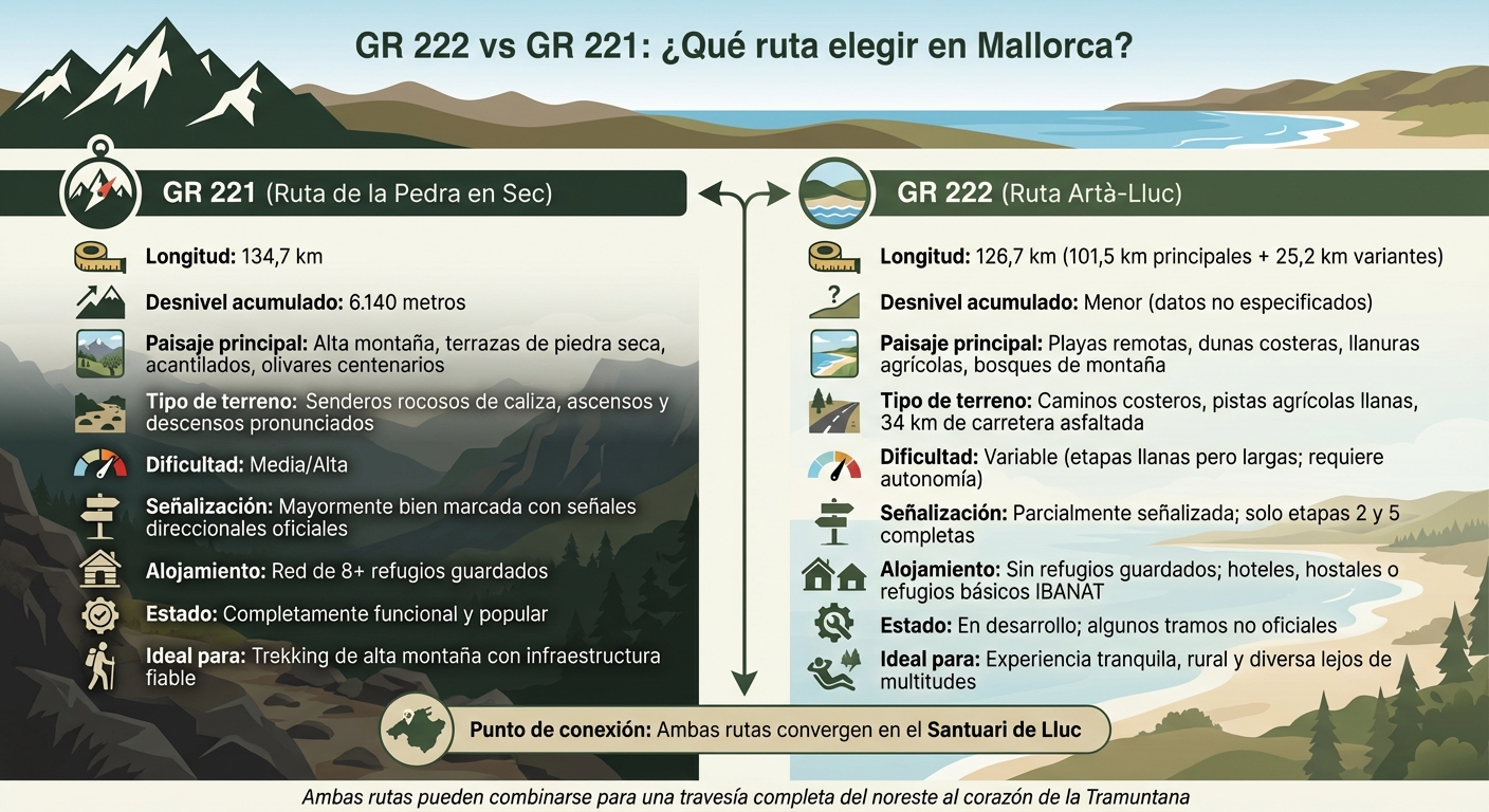 GR 222 vs GR 221 Mallorca: Comparativa completa de rutas de senderismo