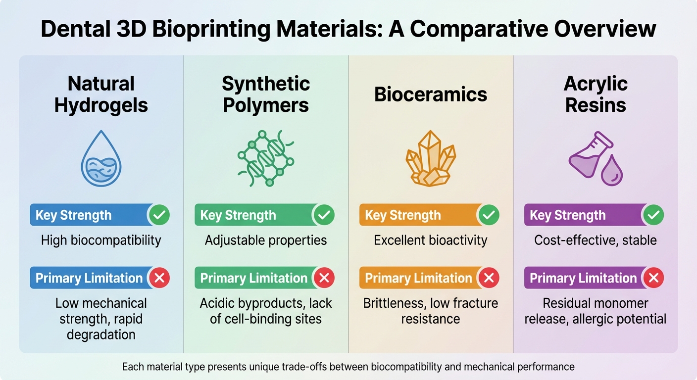 Comparison of Dental 3D Bioprinting Materials: Strengths and Limitations