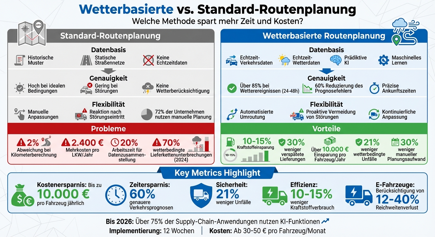 Wetterbasierte vs. Standard-Routenplanung: Vergleich der Vorteile und Kosten