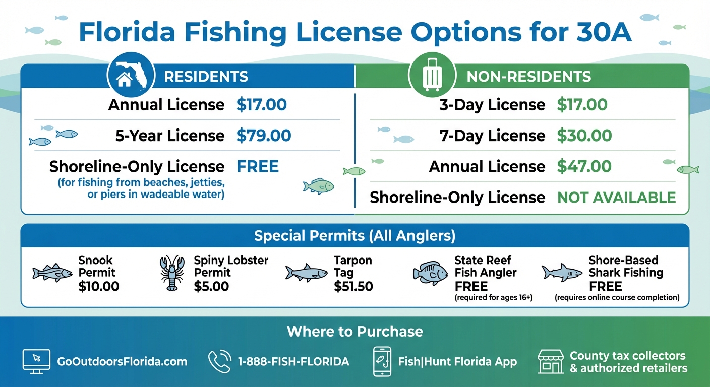 30A Fishing Licenses: Resident vs Non-Resident Costs and Requirements
