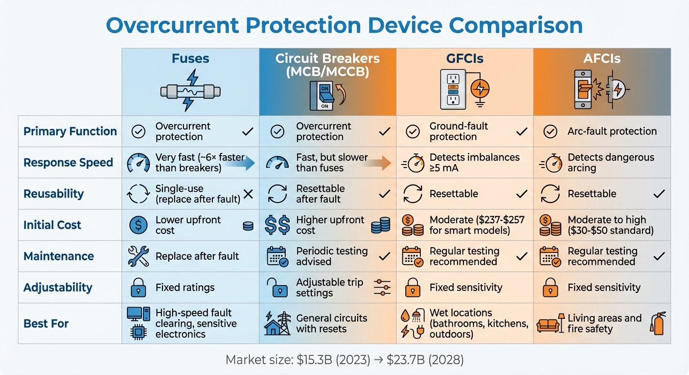 Overcurrent Protection Devices Comparison Chart