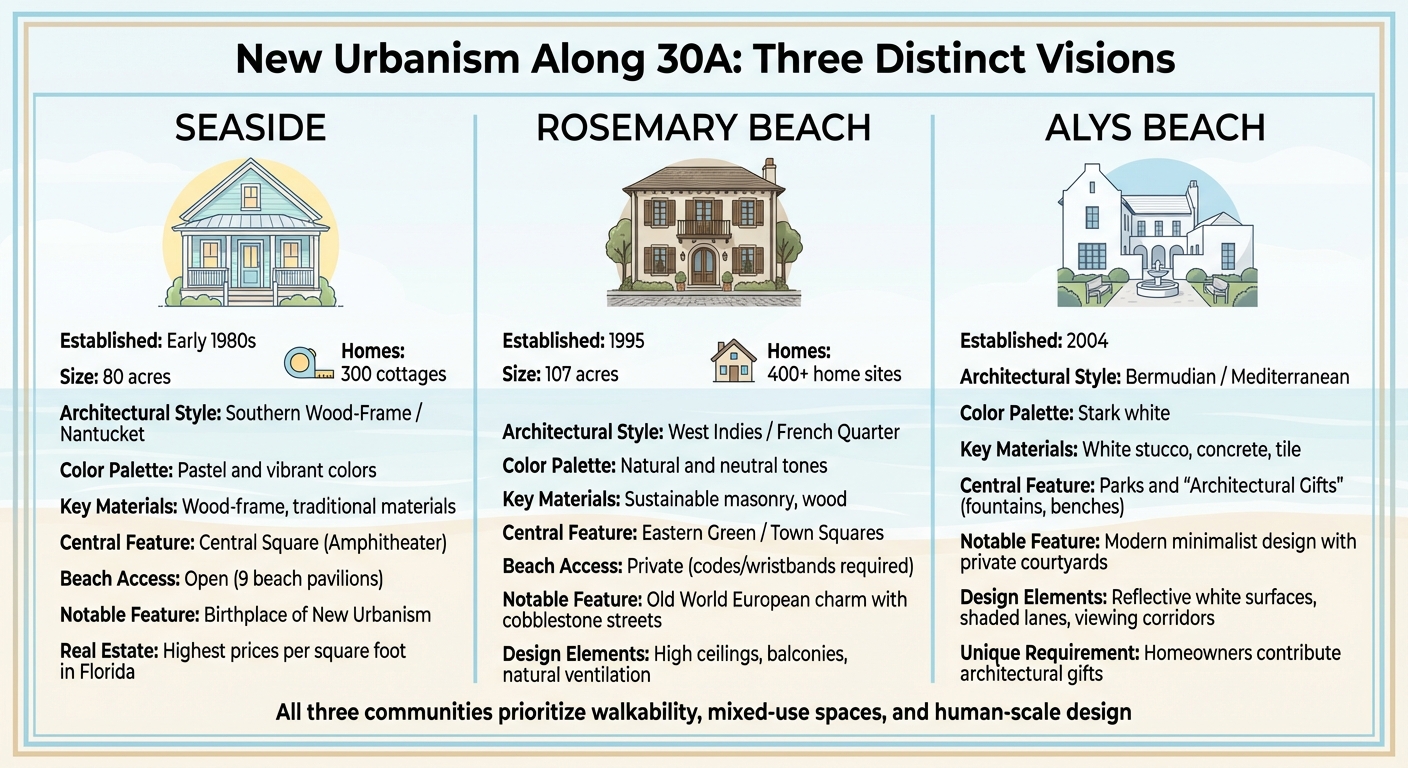 Comparing Three New Urbanist Communities Along Florida's 30A: Seaside, Rosemary Beach, and Alys Beach