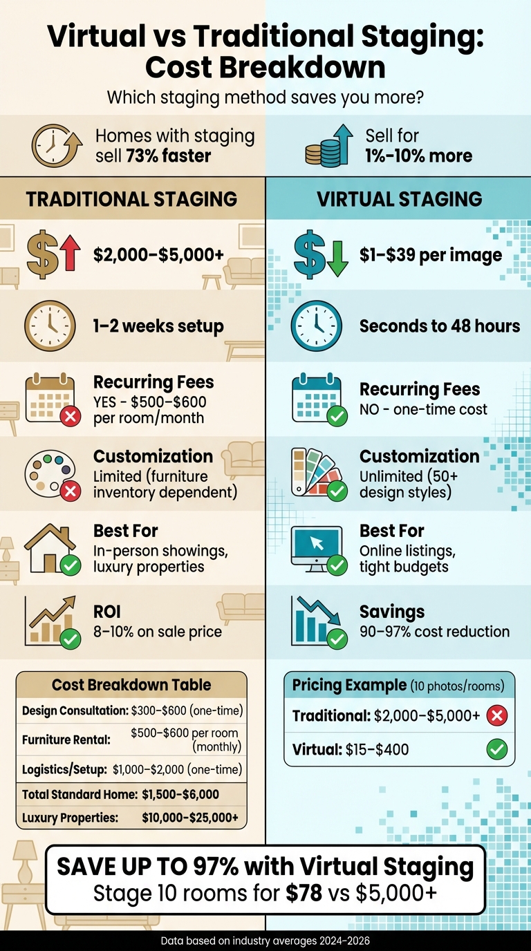 Virtual vs Traditional Staging Cost Comparison Infographic