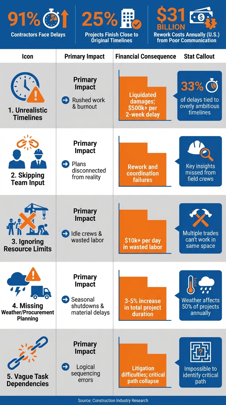 5 Common Construction Scheduling Mistakes and Their Financial Impact