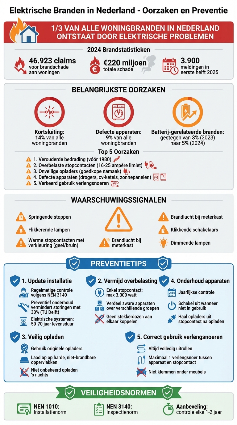 Oorzaken en preventie van elektrische branden in Nederland - statistieken en tips