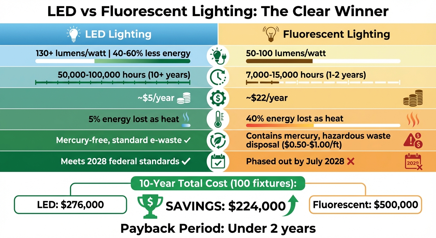 LED vs Fluorescent Lighting: Energy Efficiency and Cost Comparison