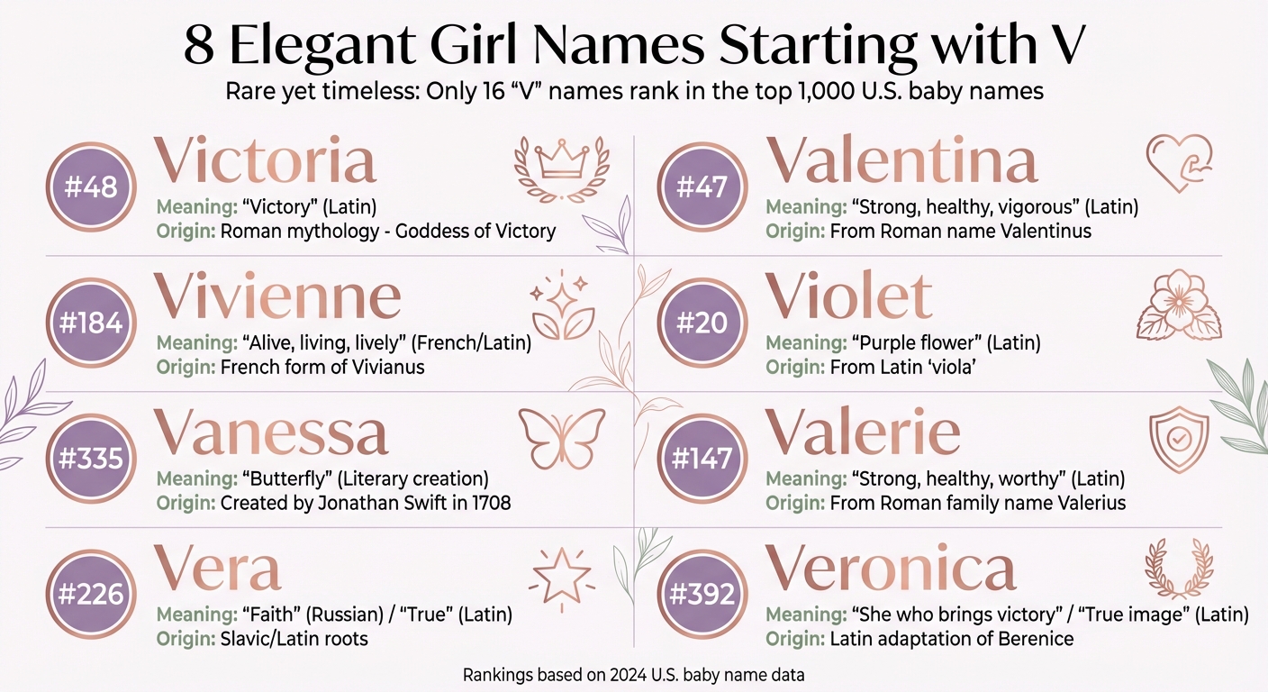 8 Elegant Girl Names Starting with V: Meanings, Origins and 2024 Rankings