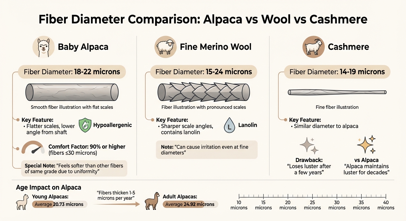 Alpaca Fiber vs Wool vs Cashmere: Diameter and Softness Comparison