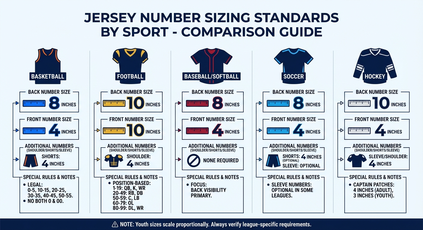 Jersey Number Sizing Standards by Sport: Quick Reference Guide