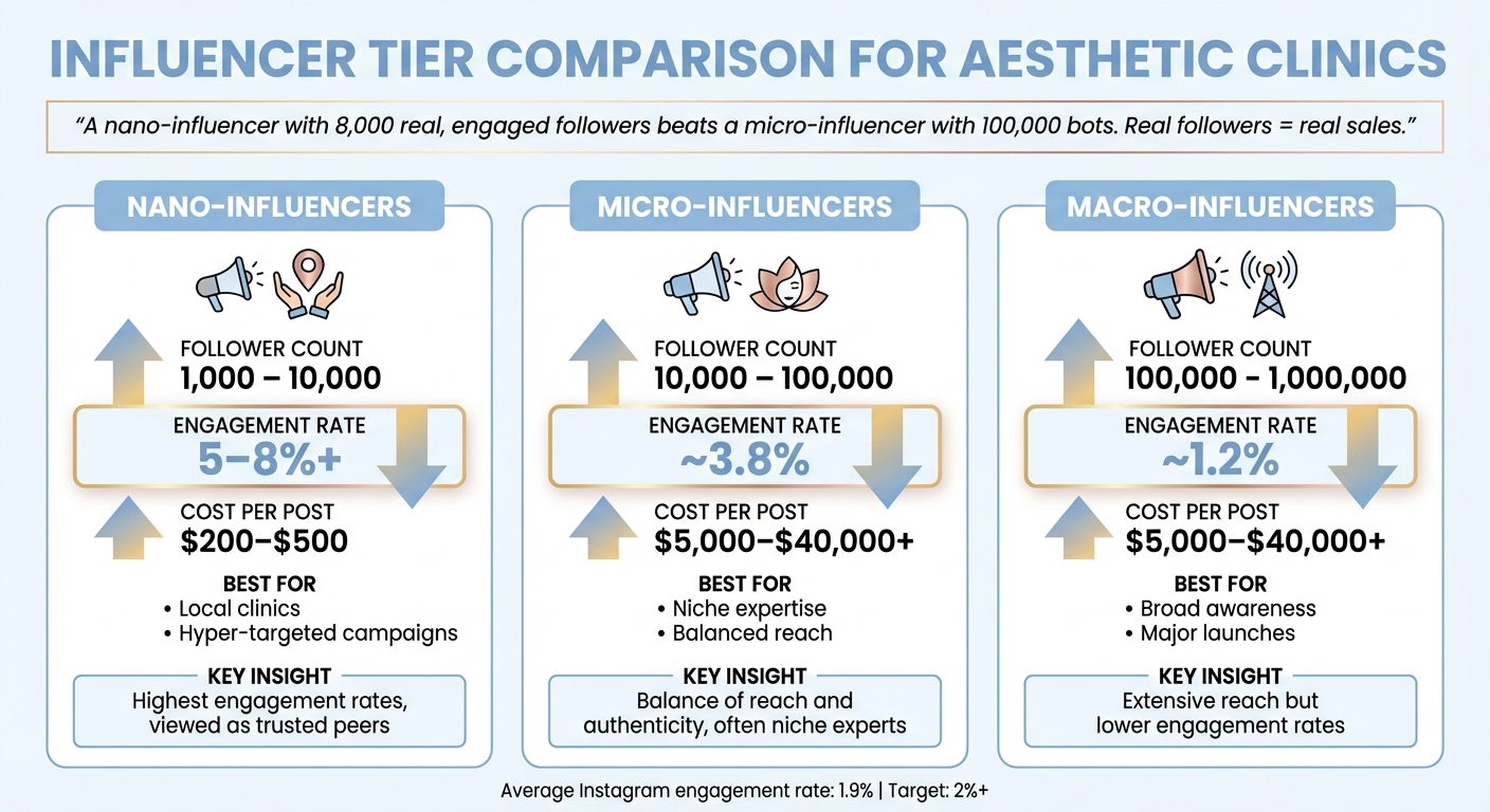 Influencer Tier Comparison: Follower Count, Engagement Rates, and Costs for Aesthetic Clinics