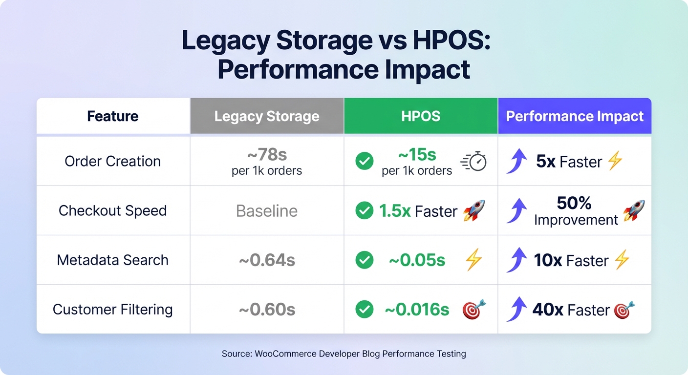WooCommerce Legacy vs HPOS Performance Comparison