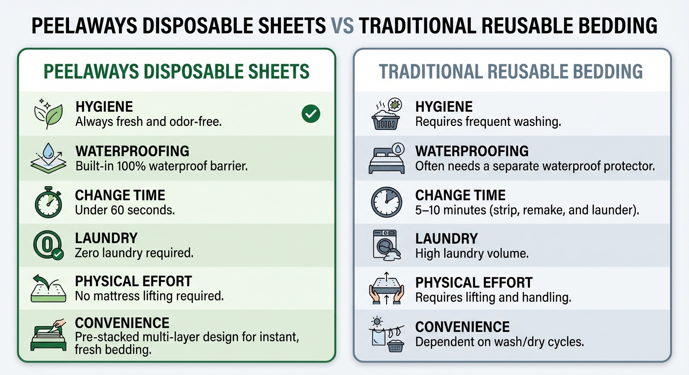 PeelAways vs Traditional Bedding: Time, Effort, and Hygiene Comparison