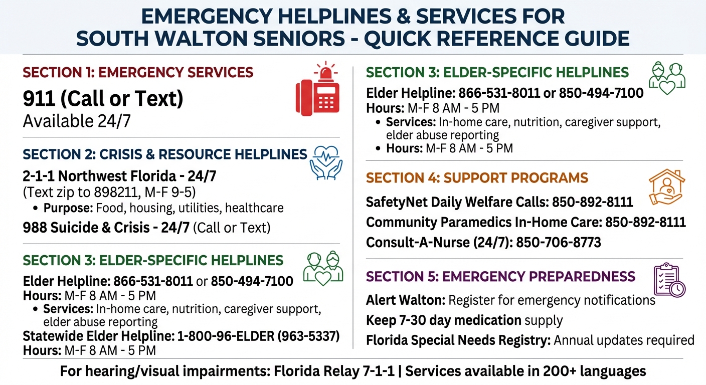Emergency Helplines and Services for South Walton Seniors
