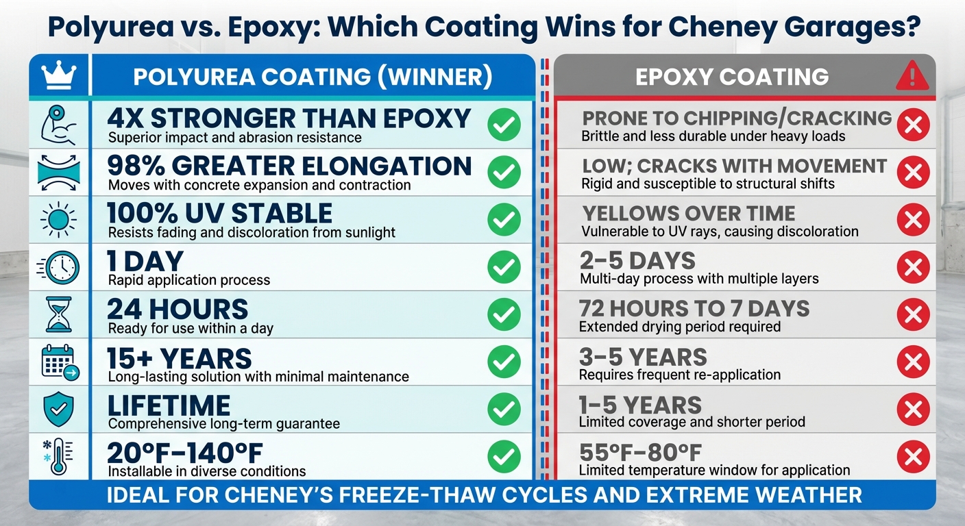 How To Choose The Best Garage Floor Coating In Cheney – Epoxy Myths Debunked 5 Polyurea Vs Epoxy Garage Floor Coating Comparison Chart