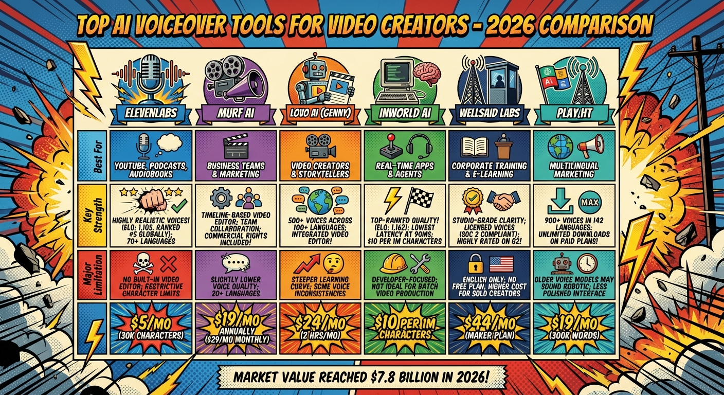 AI Voiceover Tools Comparison Chart for Video Creators 2026