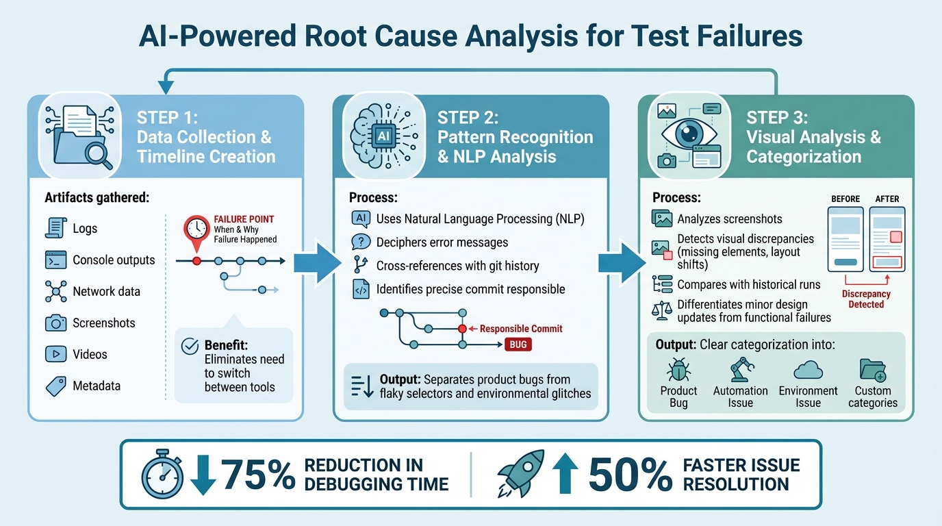 How AI Identifies Root Causes of Test Failures in 3 Steps