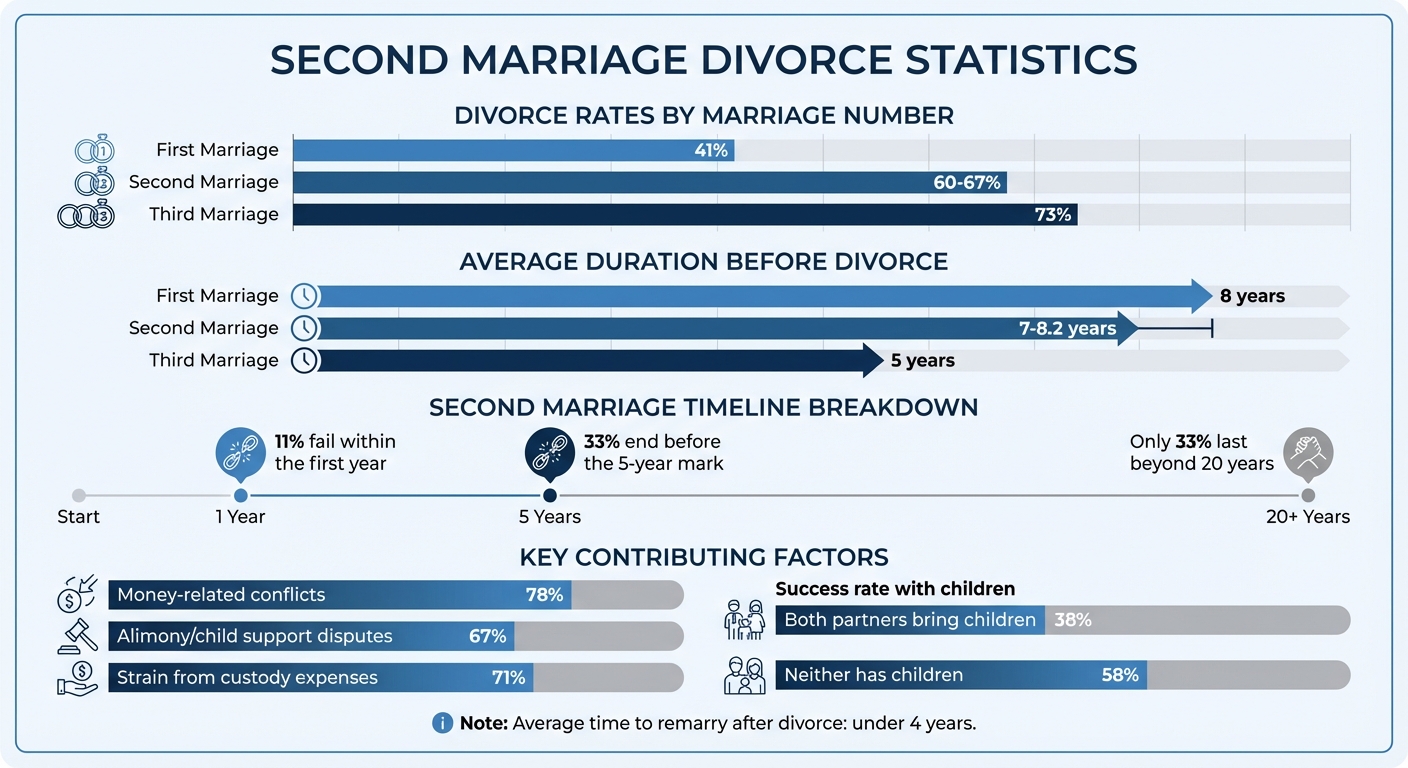 Second Marriage Divorce Statistics: Rates by Marriage Number and Duration