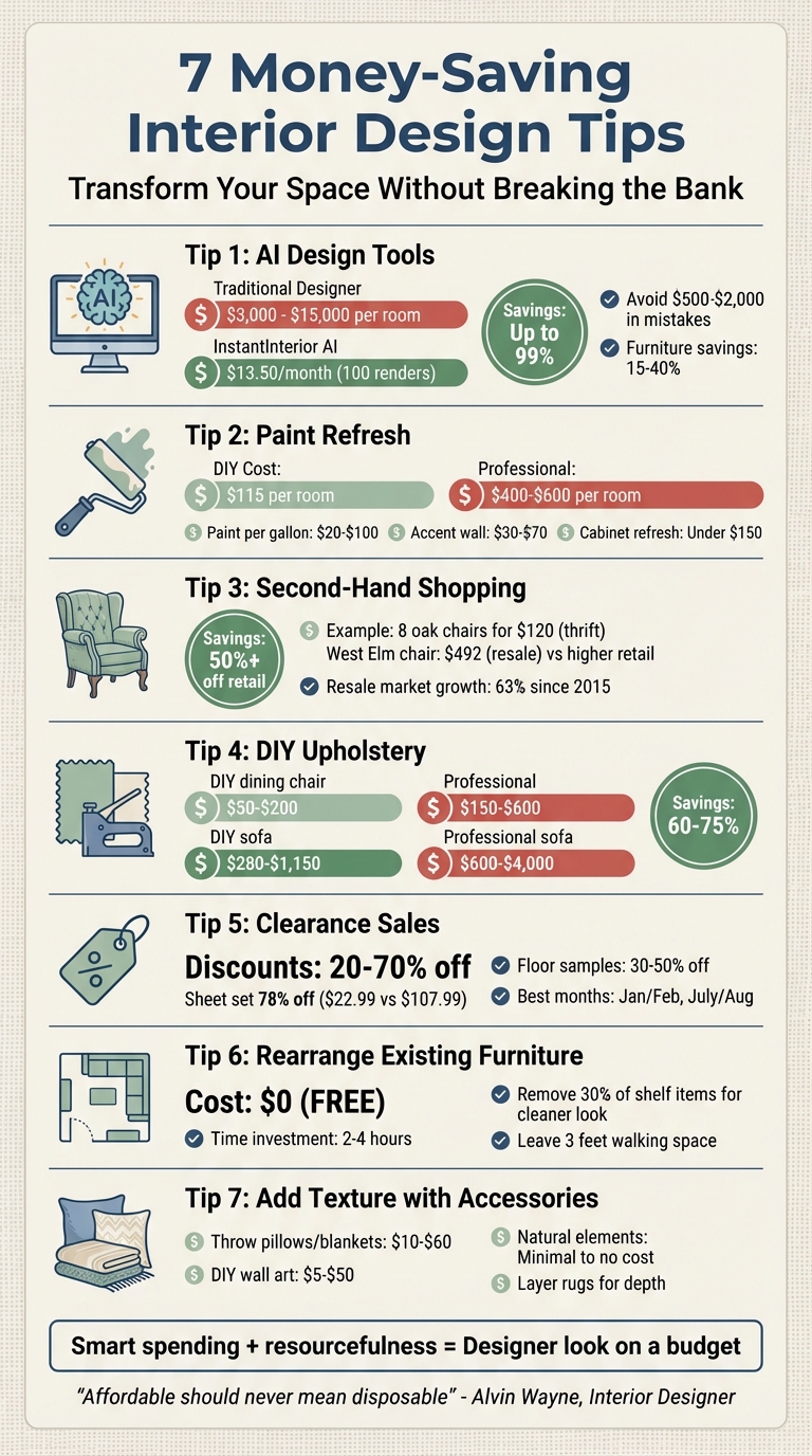 Interior Design Budget Comparison: 7 Money-Saving Tips with Cost Breakdowns