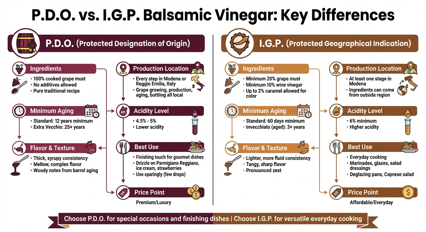 P.D.O. vs I.G.P. Balsamic Vinegar Comparison Chart