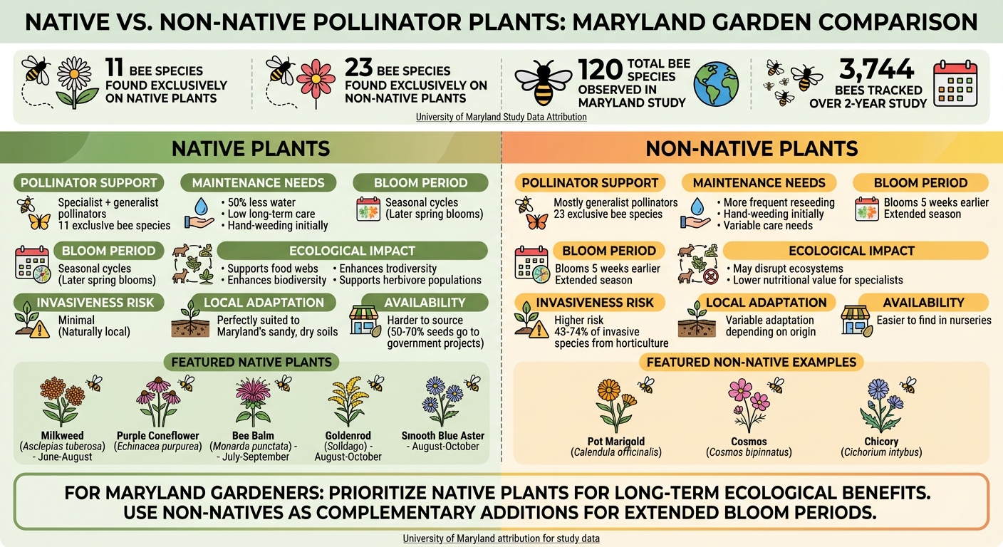 Native vs Non-Native Pollinator Plants: Complete Comparison for Maryland Gardens