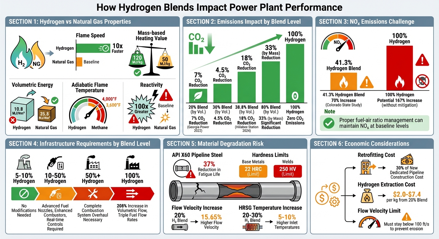 Hydrogen Blending Impact on Power Plant Performance: Key Metrics Comparison