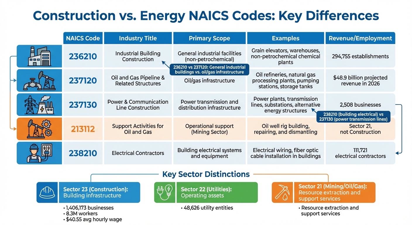 Construction vs Energy NAICS Codes Comparison Chart