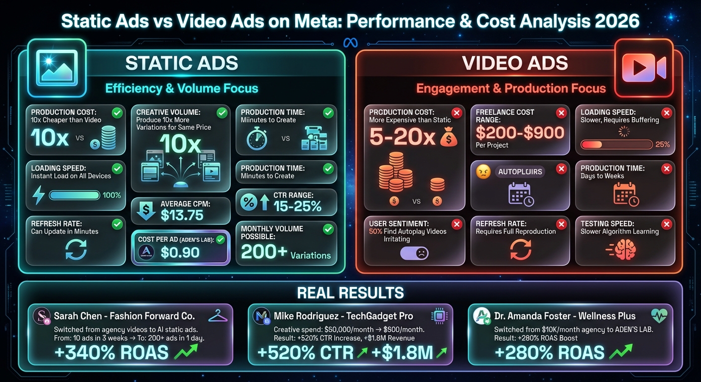Static Ads vs Video Ads on Meta: Performance and Cost Comparison 2026