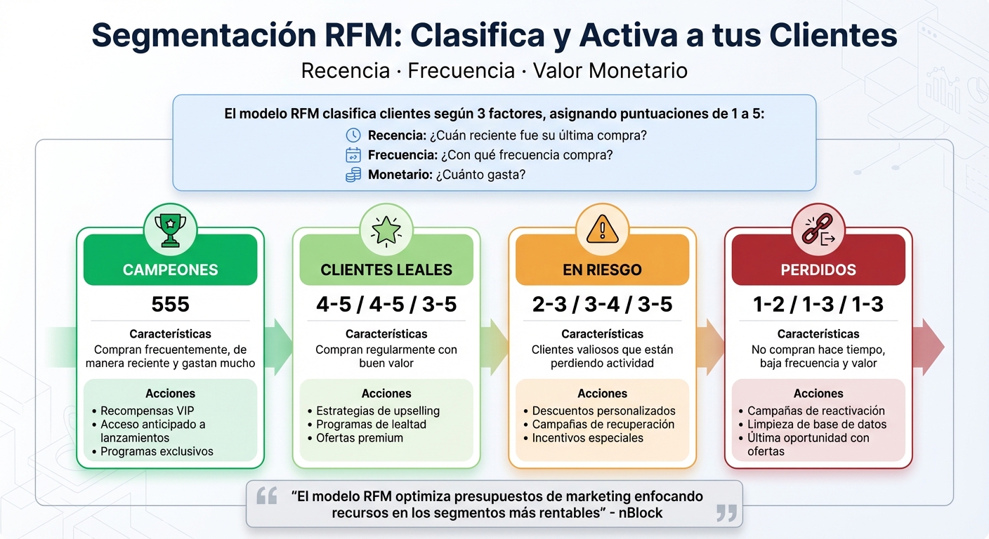 Segmentación RFM: Tipos de clientes y acciones recomendadas para e-commerce