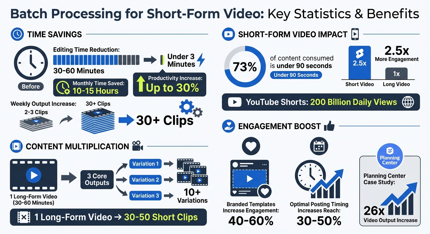 Batch Processing Statistics: Time Savings and Engagement Benefits for Short-Form Video