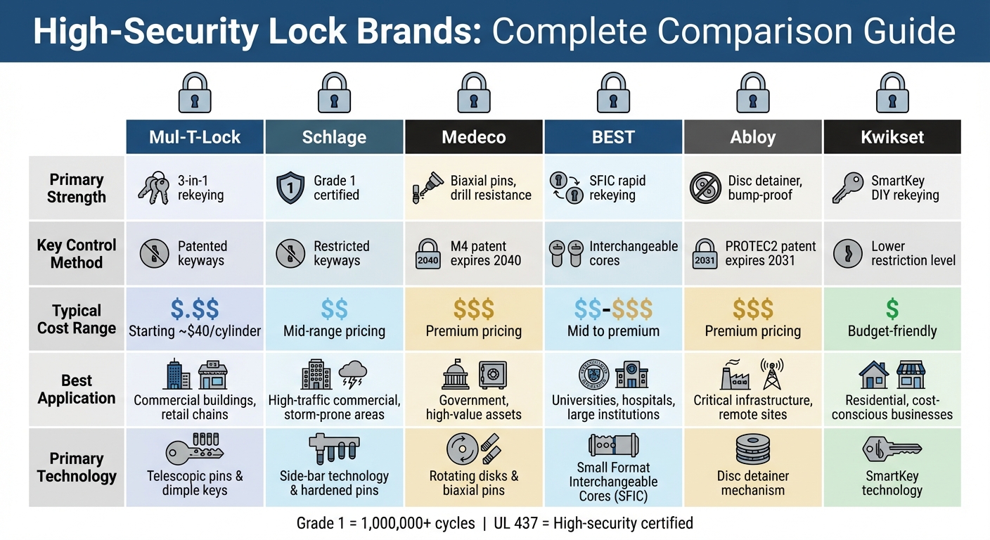 High-Security Lock Brands Comparison: Features, Pricing, and Best Applications