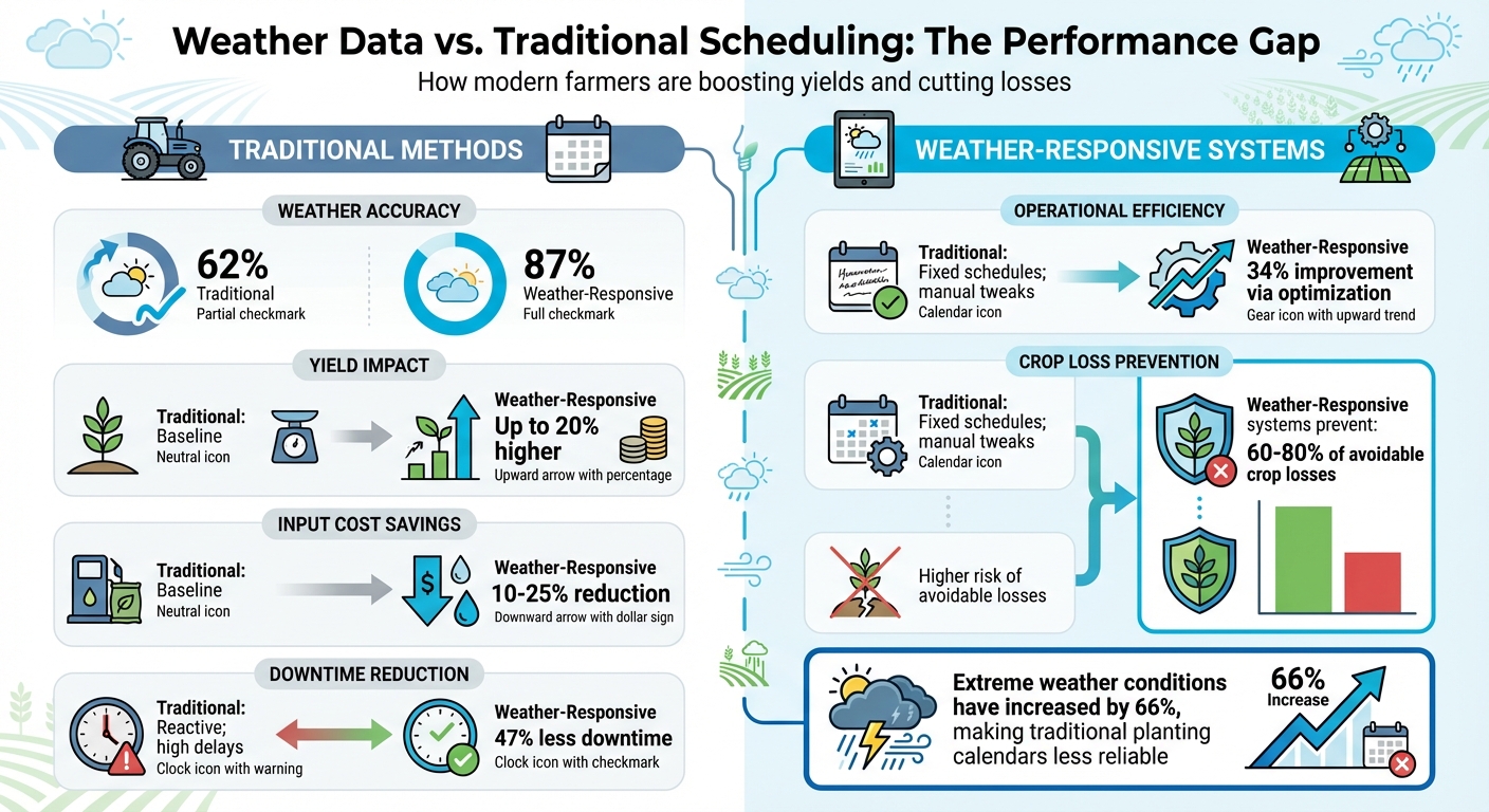 Weather-Responsive vs Traditional Farm Scheduling: Performance Comparison