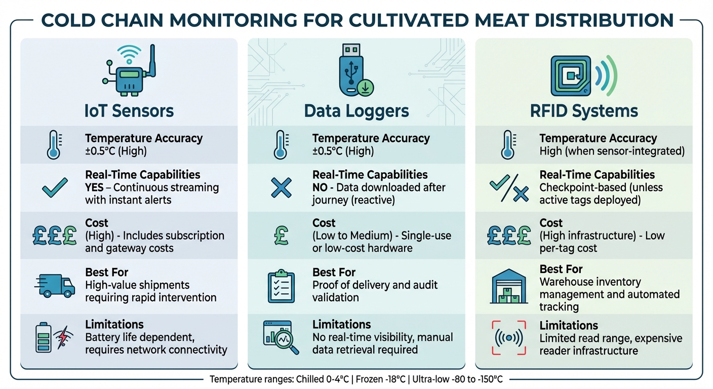 Cold Chain Monitoring Tools Comparison for Cultivated Meat Distribution
